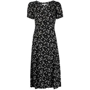 REFORMATION Locklin in Jasmine Black Floral Print Midi Shirt Dress - Sz - 0